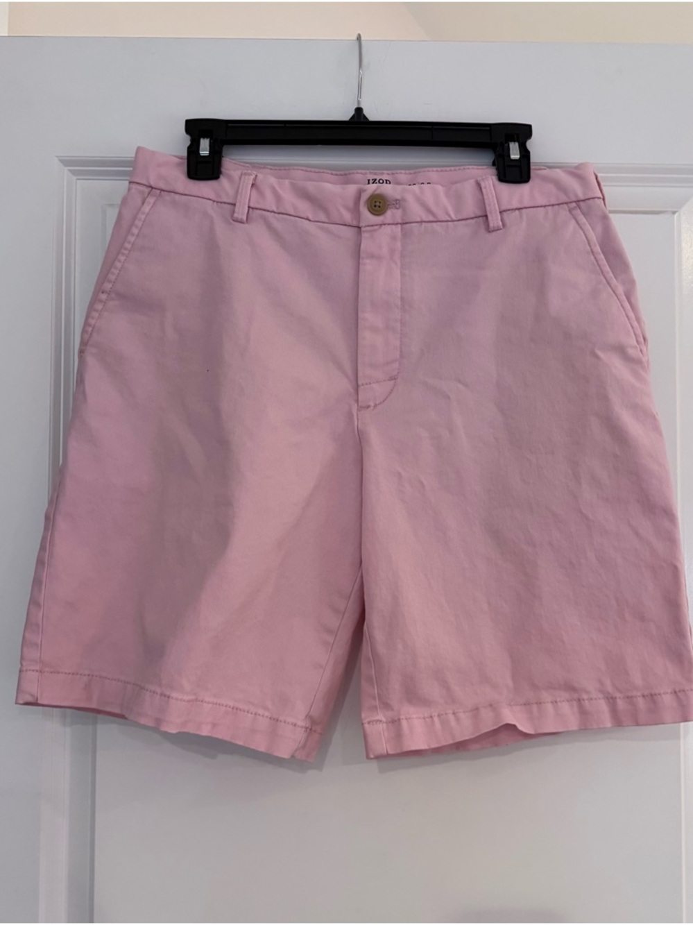 Izod Mens Saltwater Stretch Chino Shorts pink size 32 inseam 9.5